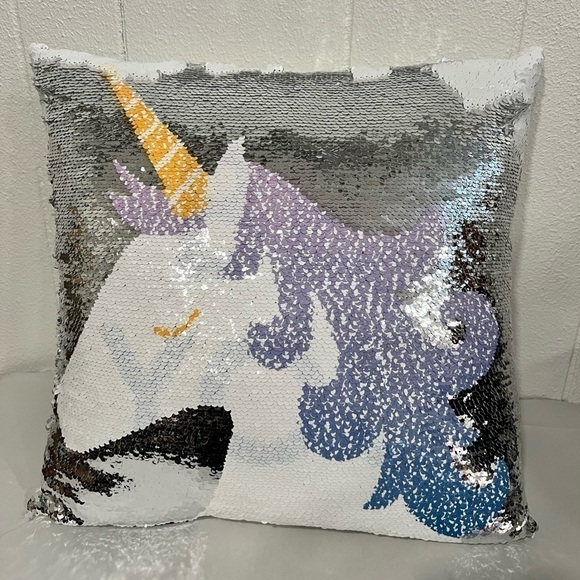 Pillowforte Reversible Sequins Unicorn Pillow with reverse “ Be You” text - Picture 2 of 4